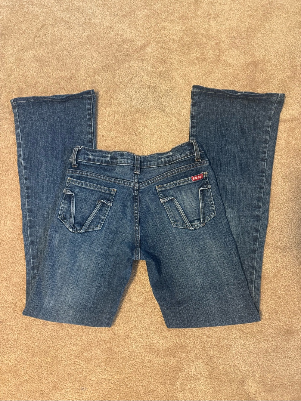 Women's Boot-Cut Low-Rise Jeans in Med Blue Wash - Casual (Baby Blue Jeans)